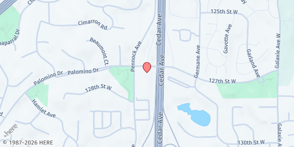 Map showing The Open Door Mobile Pantry at Christus Victor Lutheran Church at 7510 Palomino Dr, Apple Valley, MN