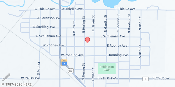 Map showing Zion Lutheran Church at Zion Lutheran Church, 23 East Rooney Avenue, Appleton, MN