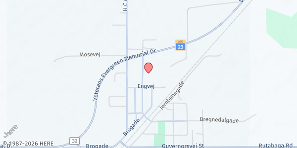 Map showing Askov Meals on Wheels at 6369 Kobmagergade St., Askov Pine, MN