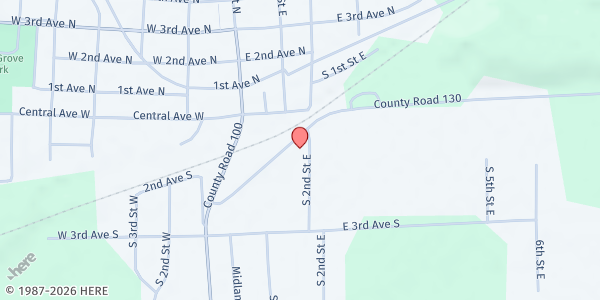 Map showing Aurora Biwabik Food Shelf AEOA at 203 S 2nd St E, Aurora, MN