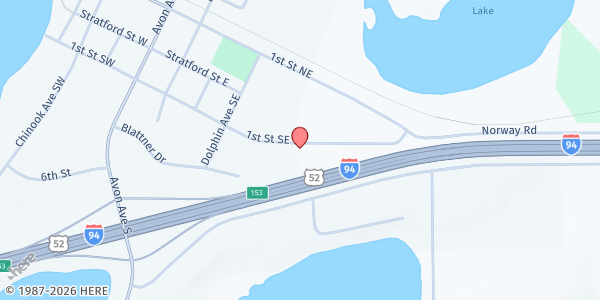 Map showing Avon Food Shelf at 212 1st Street SW, Door #1, Avon, MN