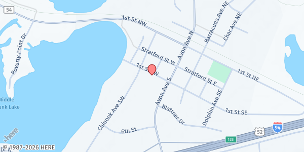 Map showing Avon Food Shelf at 212 1st Street SW, Door #1, Avon, MN