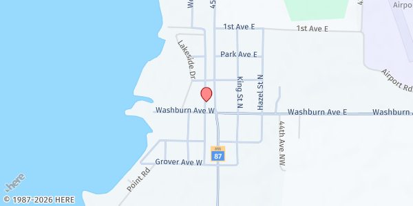 Map showing CommUnity Meals- Pine Mountaineer Senior Center at 131 Wood Street North, Backus, MN