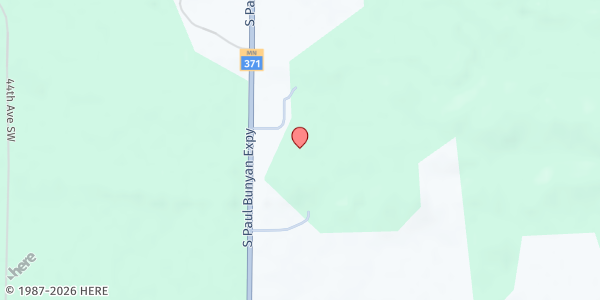 Map showing Hackensack Food Shelf at 208 MN-371 S, Backus, MN