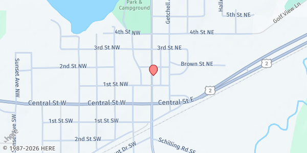 Map showing Clearwater County Food Shelf at 114 N Main Ave, Bagley, MN