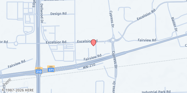 Map showing Baxter Food Shelf at 7837 Excelsior Rd, Baxter, MN