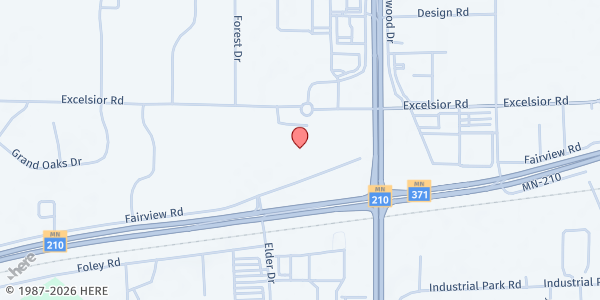 Map showing Blessing Shelves of First Baptist Church at 7398 Fairview Rd N, Baxter, MN