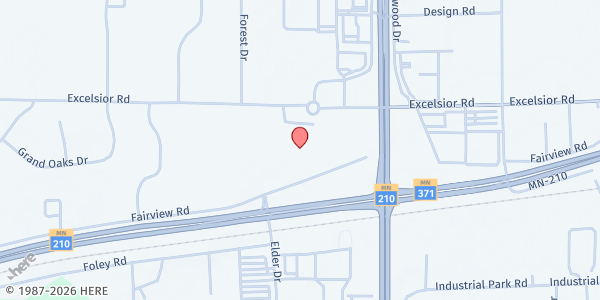 Map showing Blessings Shelves of First Baptist at 7398 Fairview Rd N, Baxter, MN