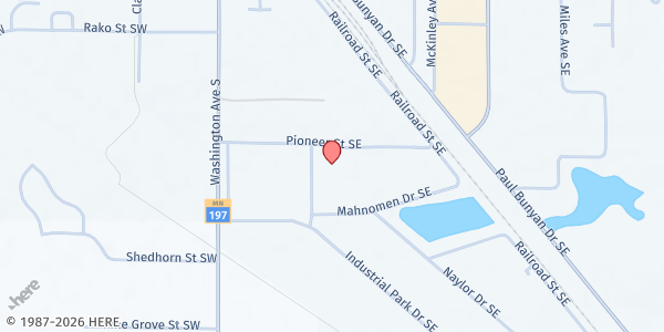 Map showing Bemidji Community Food Shelf at 1260 Exchange Ave SE, Bemidji, MN