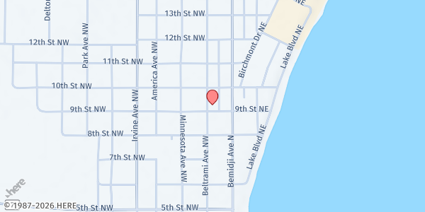 Map showing Bemidji Community Soup Kitchen - Methodist UMC at 924 Beltrami Ave NW, Bemidji, MN