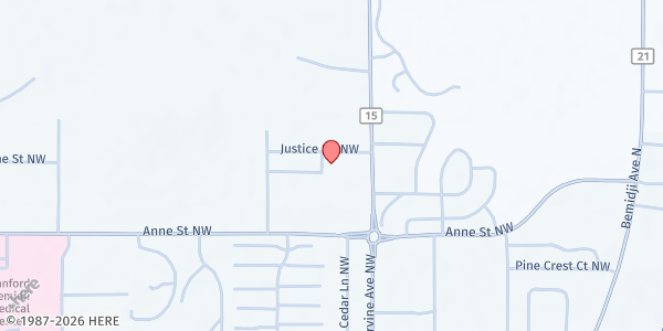 Map showing Evergreen Y And F SVCS Food Shelf - Bemidji at 610 Patriot Dr, Bemidji, MN