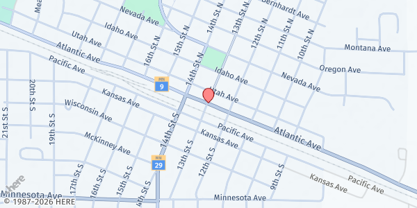 Map showing Swift County Food Shelf at 640 Atlantic Ave (East Hwy 12), Benson, MN