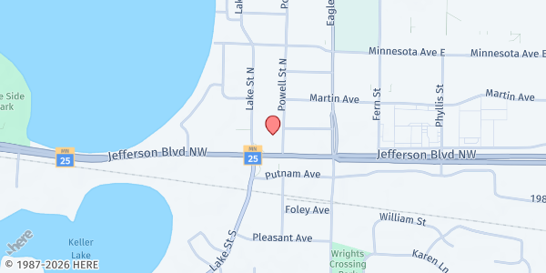 Map showing Big Lake Community Food Shelf at 160 Lake Street North, Big Lake, MN