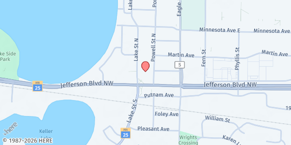 Map showing Big Lake Community Food Shelf at 160 Lake Street North, Big Lake, MN