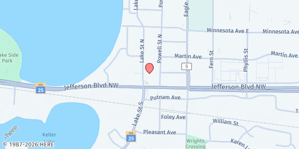 Map showing Big Lake Community Food Shelf at 160 Lake St N, Big Lake, MN