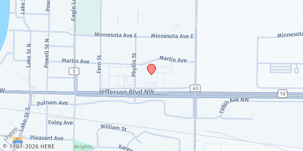 Map showing Big Lake Meals on Wheels and Congregate Dining at 711 Rose Drive, Big Lake, MN