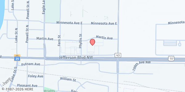 Map showing Big Lake Meals on Wheels and Congregate Dining - Main Location at 711 Rose Drive, Big Lake, MN