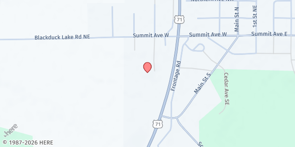 Map showing Blackduck Area Food Shelf at 241 Oscar Ave, Blackduck, MN