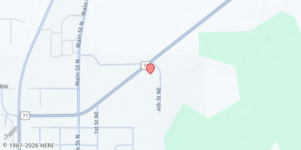 Map showing Faith Lutheran Church at 481 4th St NE, Blackduck, MN