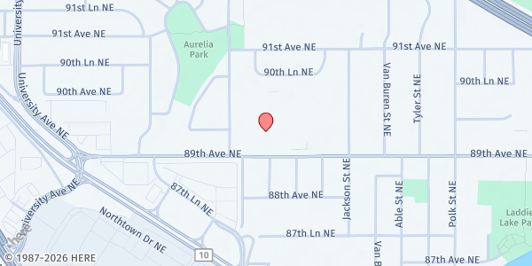 Map showing Blaine – Christ Lutheran Church at 641 89th Ave NE, Blaine, MN