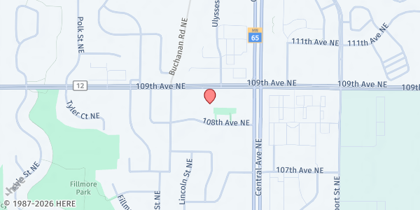 Map showing Hope for the Community Food Shelf at 1264 109th Ave NE, Blaine, MN