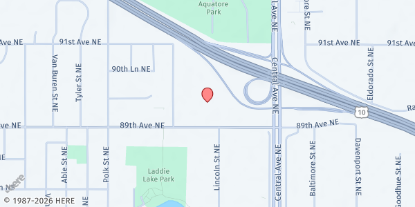 Map showing Salvation Army Anoka County Social Services Office at 1201 89th Ave NE Suite 130, Blaine, MN