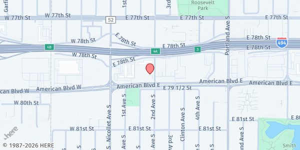 Map showing Seek the Truth Ministries at 7836 2nd Ave S, Bloomington, MN