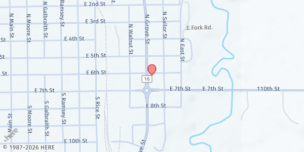 Map showing Cornerstone Evangelical Free Church Blue Earth at 105 S Grove St, Blue Earth, MN