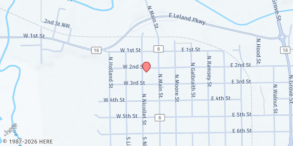 Map showing Faribault County Human Services Center at 412 N Nicollet St, Blue Earth, MN