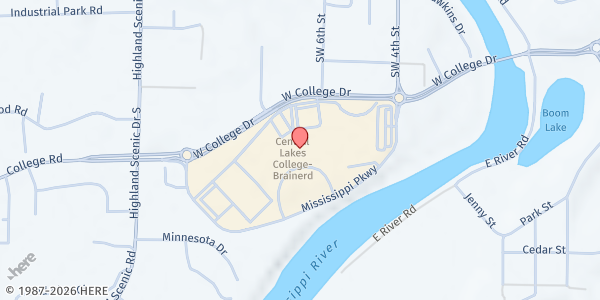 Map showing Second Harvest Northland: Crow Wing County at 501 W College Dr, Brainerd, MN