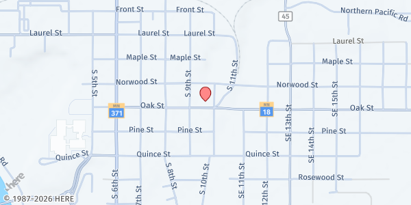 Map showing Sharing Bread Soup Kitchen at 923 Oak St, Brainerd, MN