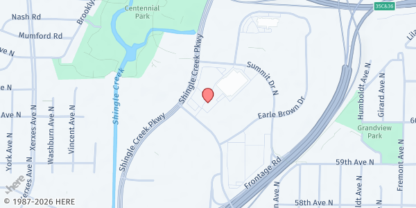 Map showing CAPI USA Food Shelf at 6064 Shingle Creek Parkway, Brooklyn Center, MN
