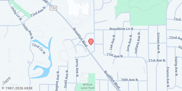 Map showing Loaves & Fishes - Brooklyn United Methodist Church at 7200 Brooklyn Blvd, Brooklyn Center, MN