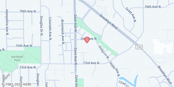Map showing Brooks Landing - High Rise Mobile Food Shelf at 5825 74th Avenue North, Brooklyn Park, MN