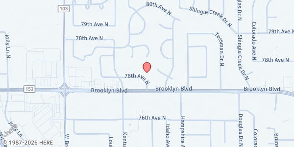 Map showing CEAP Meals on Wheels at 6840 78th Av. N, Brooklyn Park, MN