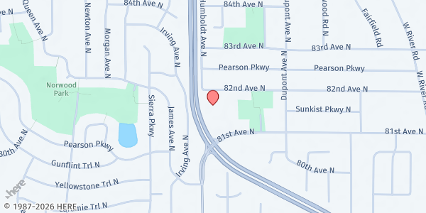 Map showing Discover Church Brooklyn Park at 1400 81st Ave N, Brooklyn Park, MN
