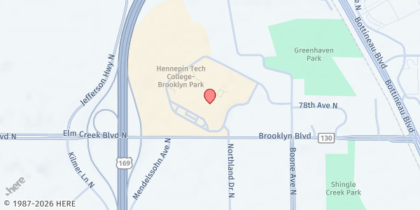 Map showing Foodshelf-In-A-Box @ Hennepin Technical College Pop-up Mobile at 9000 Brooklyn Blvd, Brooklyn Park, MN