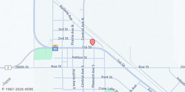 Map showing BBE Area Food Shelf at 111 Pleasant Ave N, Brooten, MN