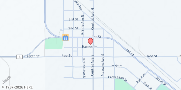 Map showing Brooten Meals on Wheels at 159 Central Ave N, Brooten, MN