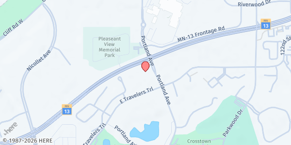 Map showing 360 Communities Burnsville Resource Center and Food Shelf at 501 Hwy 13 E #112, Burnsville, MN