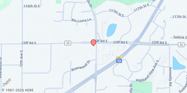Map showing Lutheran Church of the Ascension at 1801 Cliff Rd E, Burnsville, MN