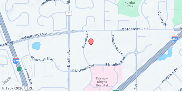 Map showing Mission Outpost at 13801 Fairview Dr, Burnsville, MN