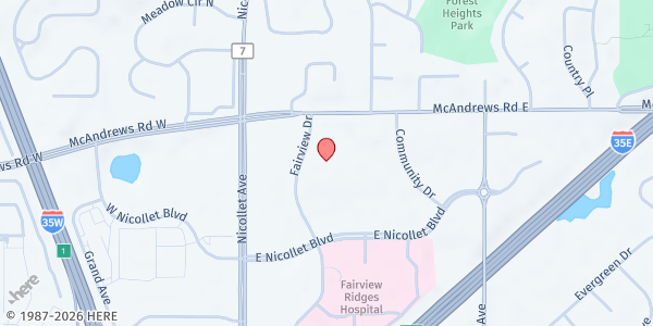 Map showing Salvation Army Prince of Peace Food Shelf at 13801 Fairview Drive, Burnsville, MN