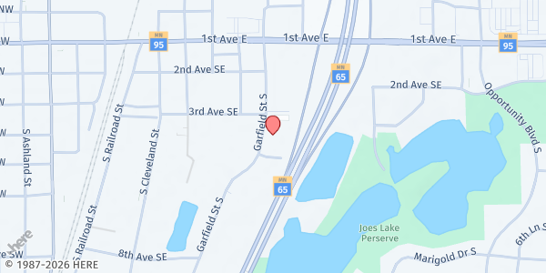 Map showing Family Pathways Cambridge Food Pantry at 1575 1st Ave. E, Cambridge, MN