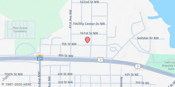 Map showing Leech Lake Homeless Resources Program at 113 7th St NW, Cass Lake, MN