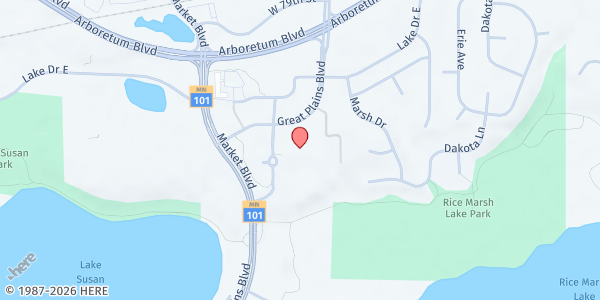 Map showing St. Hubert Catholic Church at 8201 Main St, Chanhassen, MN