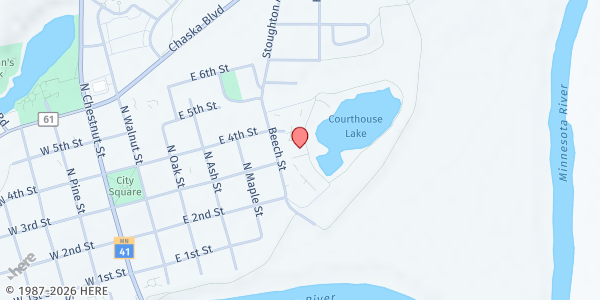 Map showing Carver County Community Social Services - Chaska at 600 E 4th St, Chaska, MN