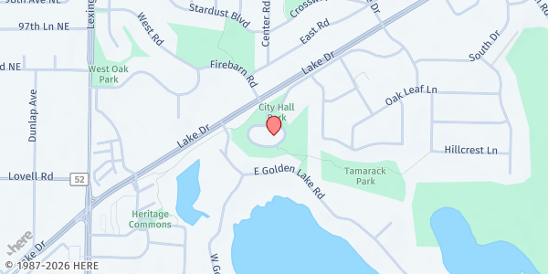 Map showing Centennial Community Food Shelf at 200 Civic Heights Circle, Circle Pines, MN