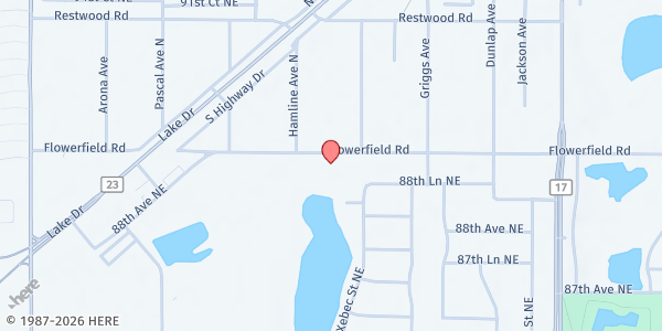 Map showing Manna Market - Food Distribution Center at 3860 Flowerfield Rd, Circle Pines, MN