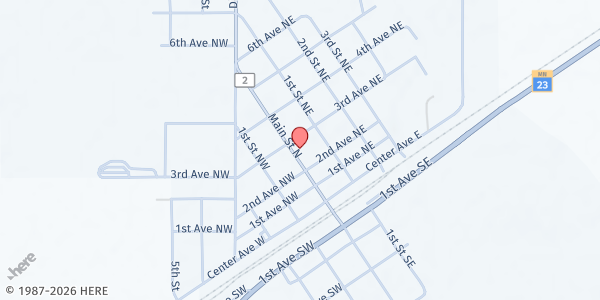 Map showing Clara City Satellite Food Shelf at Bethany Reformed Church, Main Street North, Clara City, MN